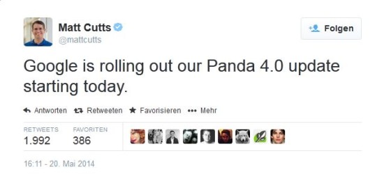 Matt Cutts - Panda 4.0 tweet DE