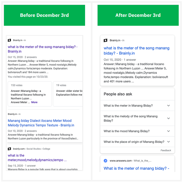 Google Update December 2020: Possible Impact to Stacked Listings