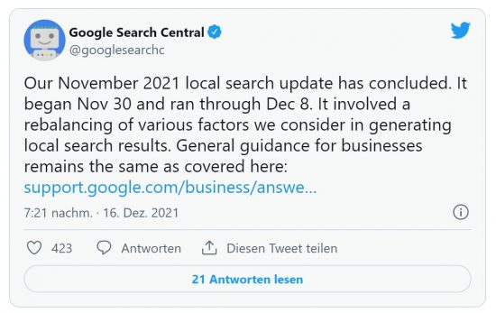 Google Local Search Update Twitter